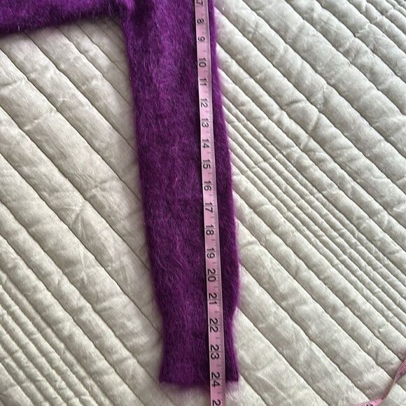 ZARA Purple One shoulder Long Sleeve Ruffled asymmetrical Knit Sweater Size S - Picture 6 of 9